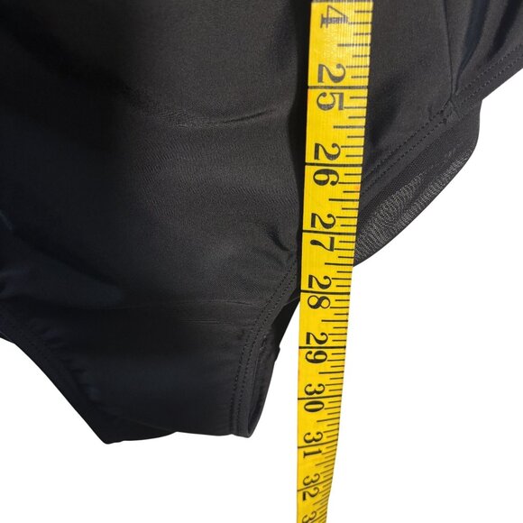 Long Sleeve Black One-Piece Swimsuit With Neon Yellow Zipper By Torrid Size 2 - Picture 6 of 9